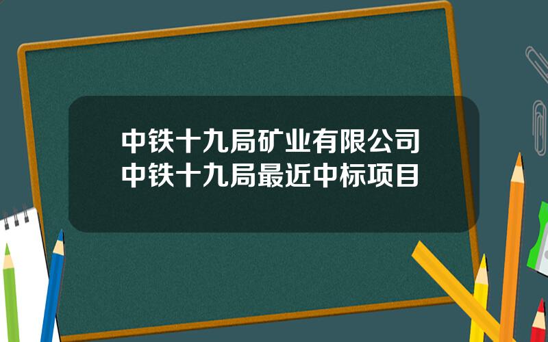 中铁十九局矿业有限公司 中铁十九局最近中标项目